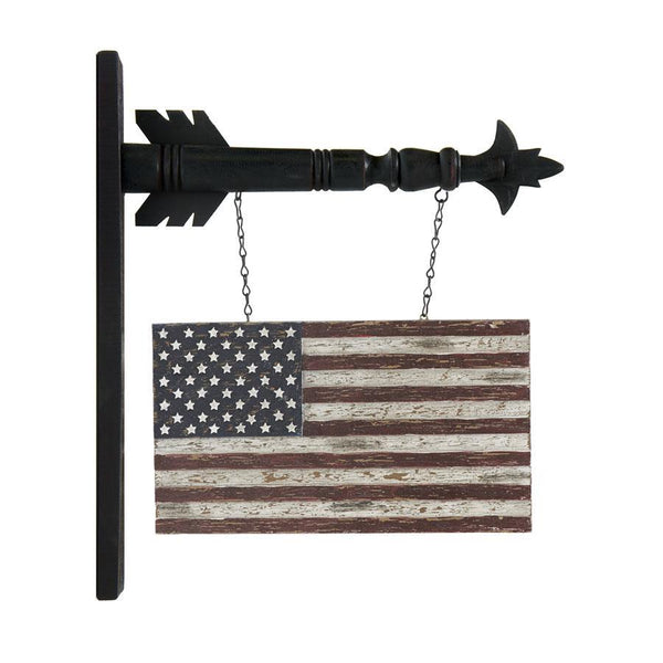 Distressed Brown Resin USA Flag Arrow