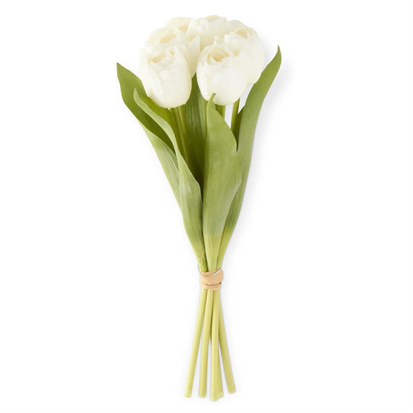 White Real Touch Tulip Bundle -  (6 stem) - 13inch