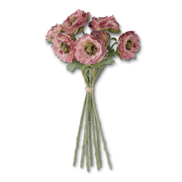 Pink Ranunculus Bundle with Flocked Stem - 12inch
