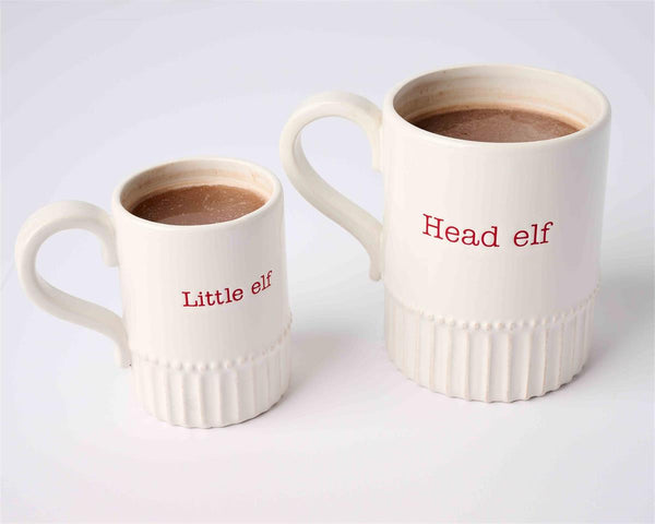 Head elf and little elf mug set