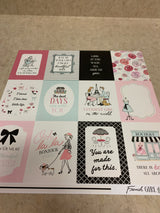 3x4 Journaling Cards - French Girl - 12 x 12 - Scrapbook Paper