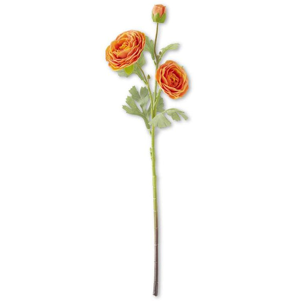 Orange Real Touch Triple Bloom Ranunculus Stem - 25 Inches