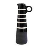 Large Black with White Stripe Stoneware Bud Vase
