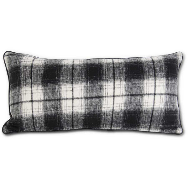 Black and Cream Plaid Rectangular Pillow