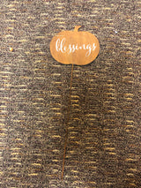 Metal Pumpkin Picks with Message