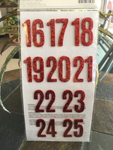 Red Number Glitter Stickers - Thickers