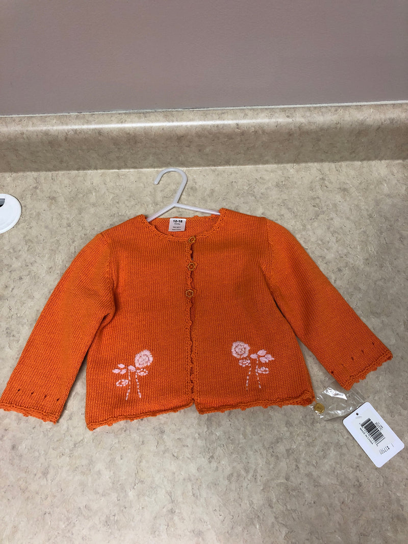 12-18 month orange and pink sweater