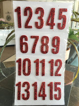 Red Number Glitter Stickers - Thickers