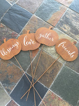 Metal Pumpkin Picks with Message
