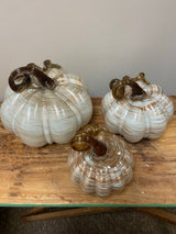 Cream and Swirl Glass Pumpkins - Large