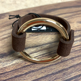 Leather Earth Tone O - Ring Bracelets - Assorted Colors