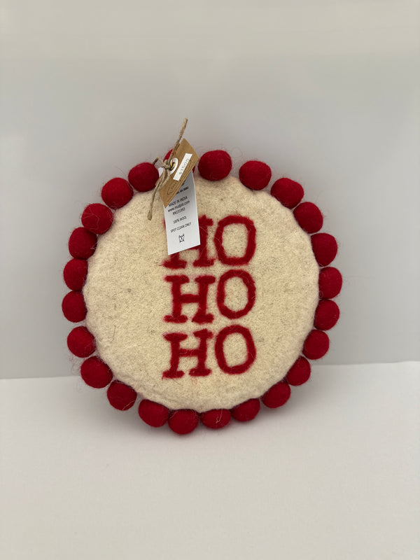 Ho Ho Xmas Felted Wool Trivet