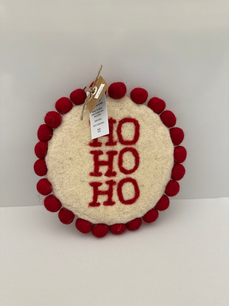 Ho Ho Xmas Felted Wool Trivet