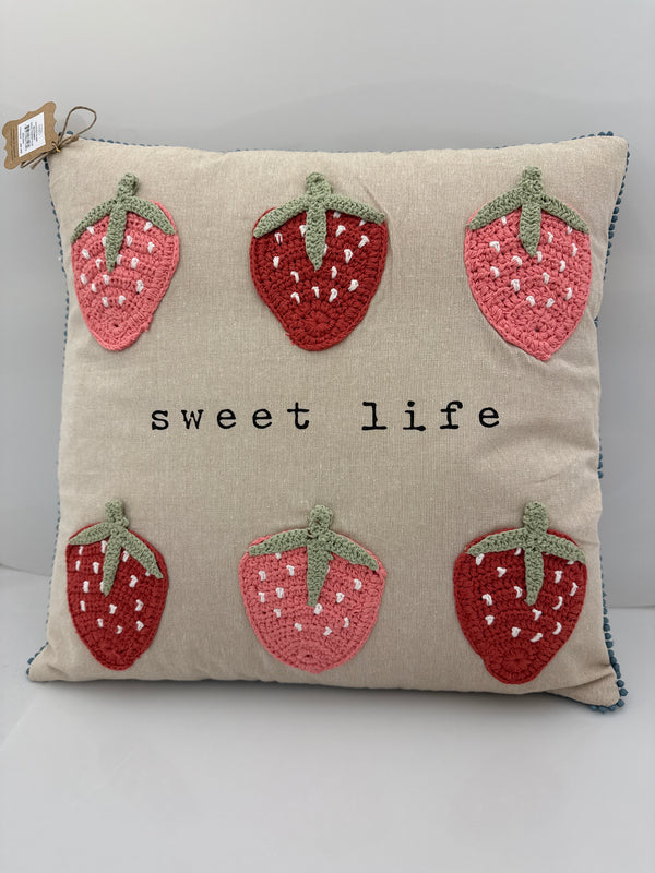 Crochet Strawberry Pillow