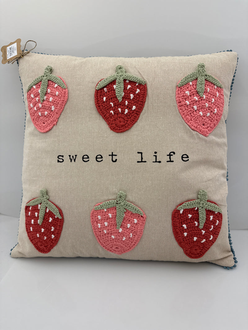 Crochet Strawberry Pillow