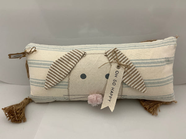 Happy Bunny Striped Pillow