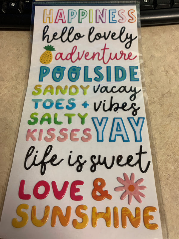 Fun In the Sun - Puffy Phrase Stickers - Thickers