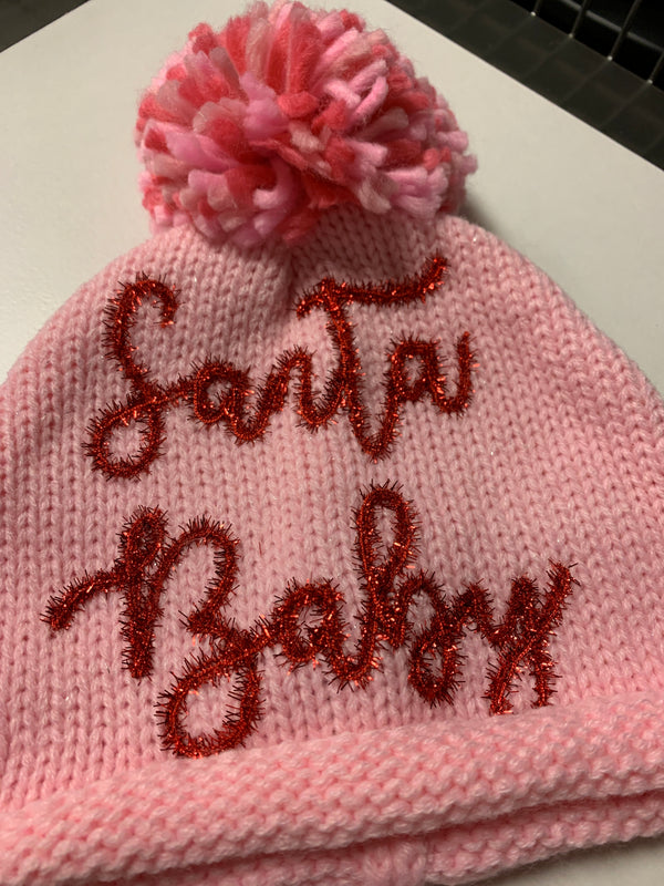 Pink Holiday Sparkle Stocking Hat - Santa Baby - 2T-5T