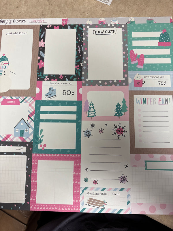 Journal Elements - Feelin' Frosty - 12 x 12 Scrapbook Paper