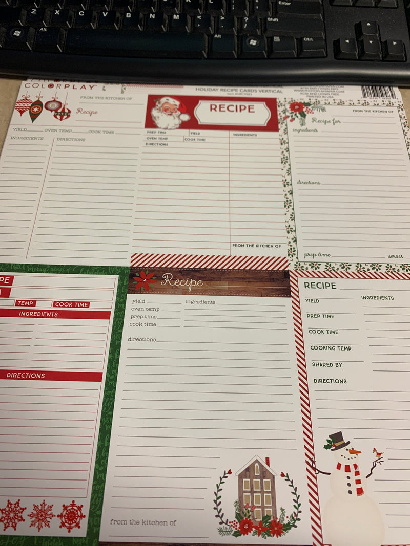 Holiday Recipe Cards (Vertical) - Paper