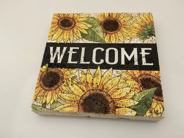 Welcome Sunflowers - Travertine Paver