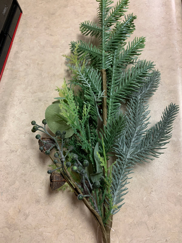 Eucalyptus & Mixed Pine Lotus Root Berry Stem - 23.5 Inch