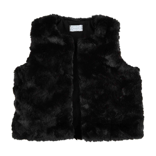 Black Fur Vest Large - (4T - 5T)
