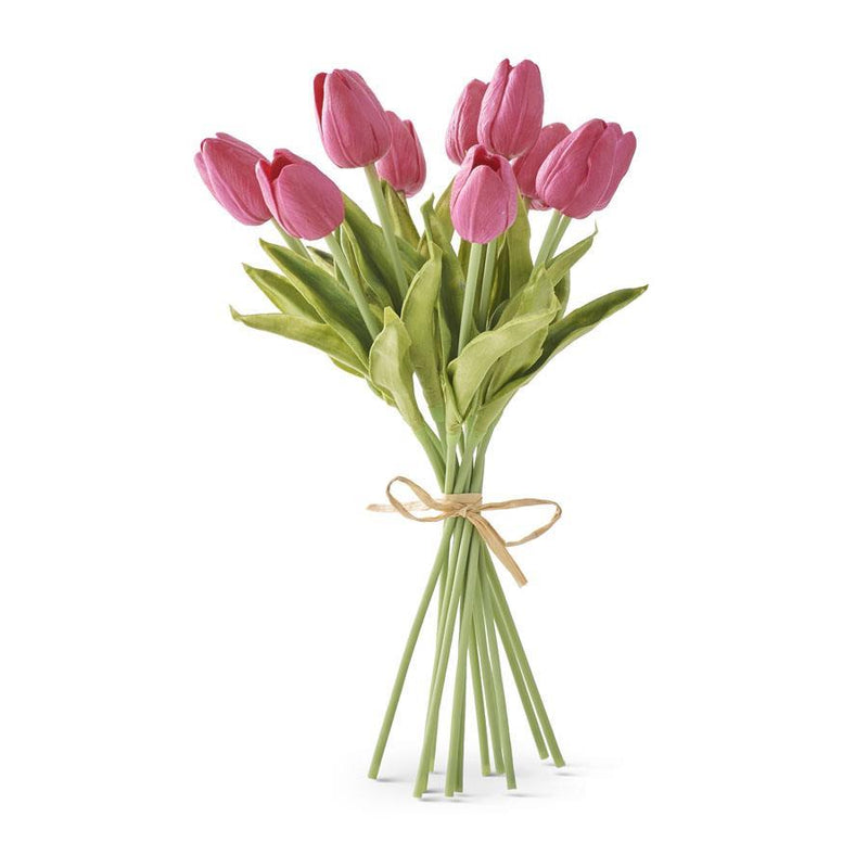 Real Touch Mini Tulip Bouquet - Fuchsia Pink