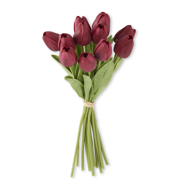 Dark Red Real Touch Mini Tulip Bundle  - 12 Stems