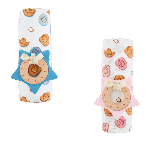 Blue Western Muslin Swaddle