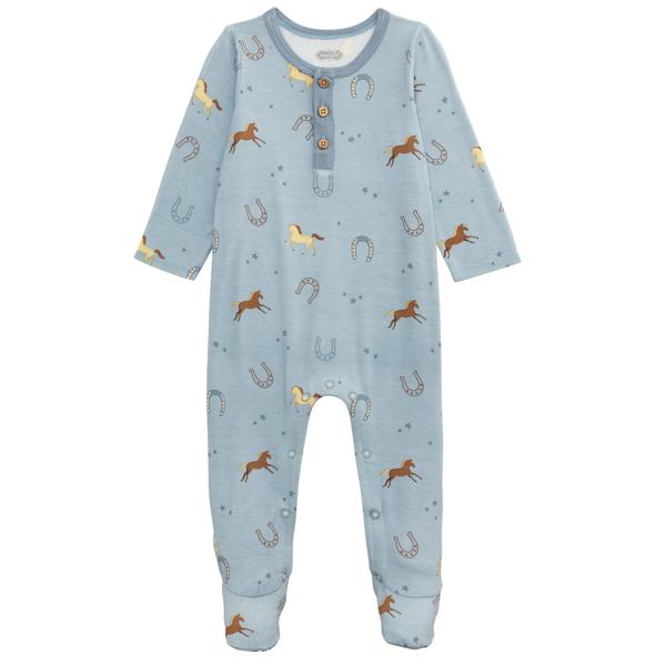 Blue Horseshoe Print Sleeper - 0 - 3 Month