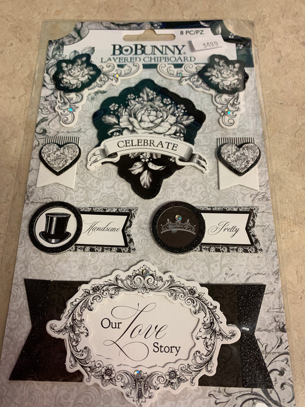 Tuxedos & Tiaras -  Layered Chipboard