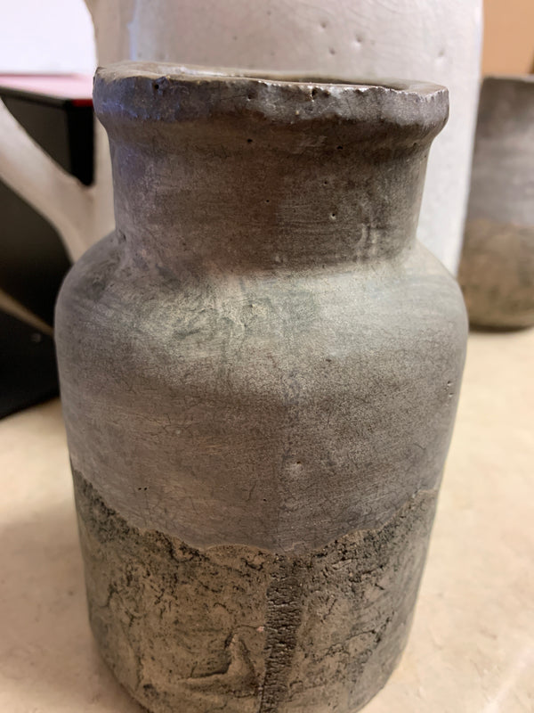 Ceramic Pot with Gray Glazed Top - 6.125Inch