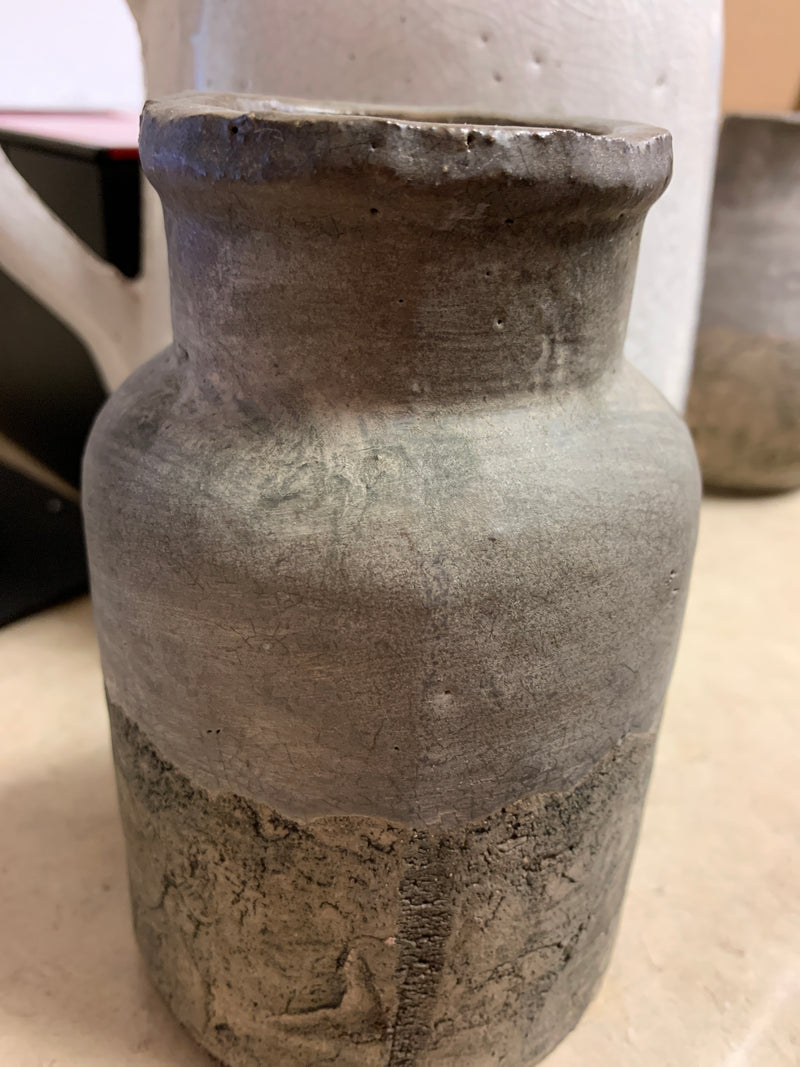 Ceramic Pot with Gray Glazed Top - 6.125Inch