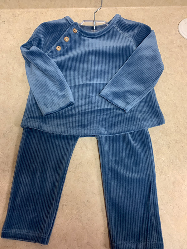 Blue Velour 2 Piece Set - 9 - 12 month