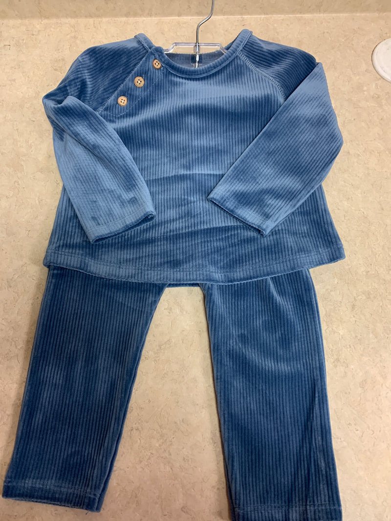 Blue Velour 2 Piece Set - 9 - 12 month