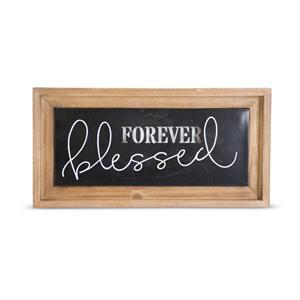 Wood Metal Framed Forever Blessed Sign - 14.25