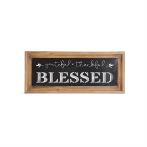 Wood Metal Framed Blessed Sign