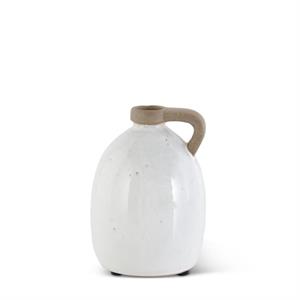 White Ceramic Jug w/Unglazed Handle - 5.25 inch