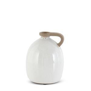 White Ceramic Jug w/Unglazed Handle - 6 inch