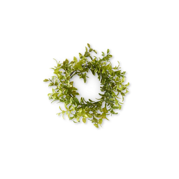 Green with Cream Mini leaves Candle Ring - 4"dia - 10inch