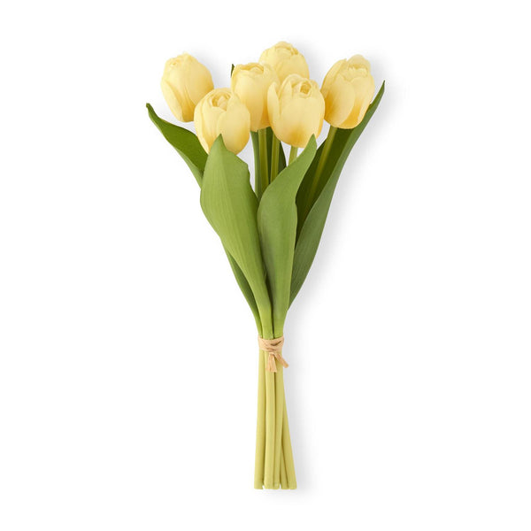 Light Yellow Real Touch Tulip Bundle -  (6 stem) - 13inch