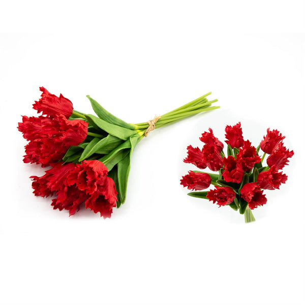 Red Real Touch Parrot Tulip Bundle Stems