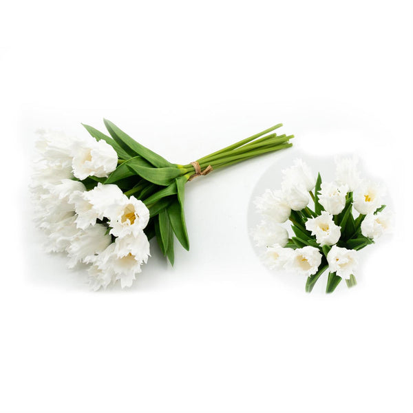 White Real Touch Parrot Tulip Bundle Stems