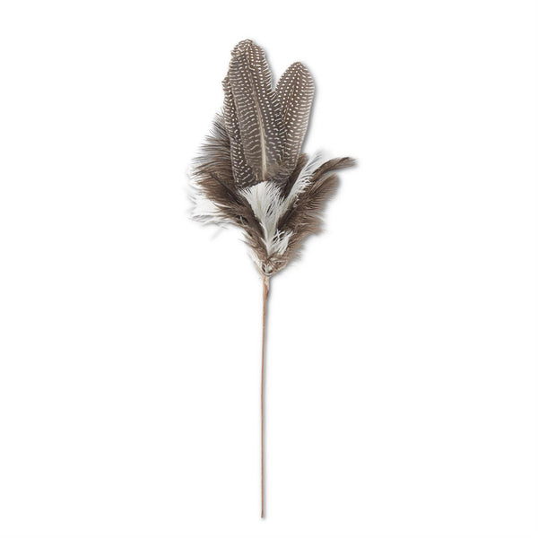 Brown and White Feathered Speckled Spray - 19 inches