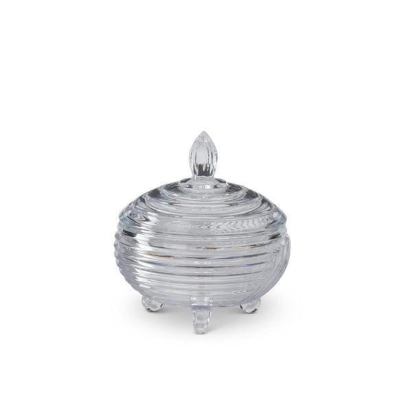 Line Pressed Footed Lidded Dish - 7.25inch
