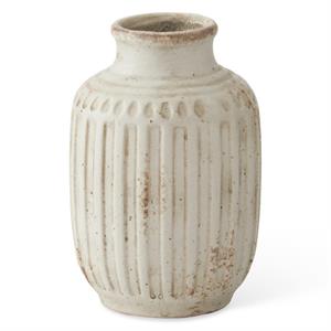 Weathered Cream Ceramic Bud Vase - 6 Inch
