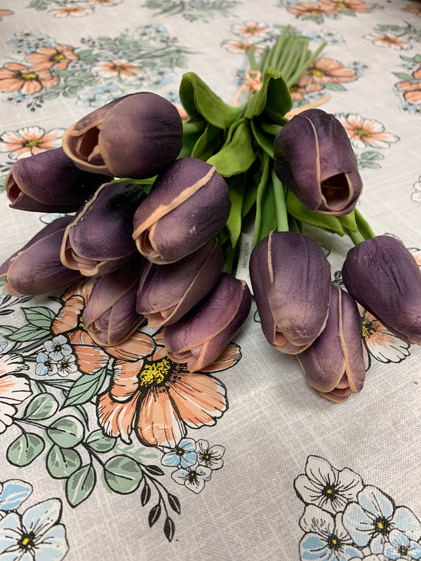 Real Touch Mini Tulip Bouquet - Purple