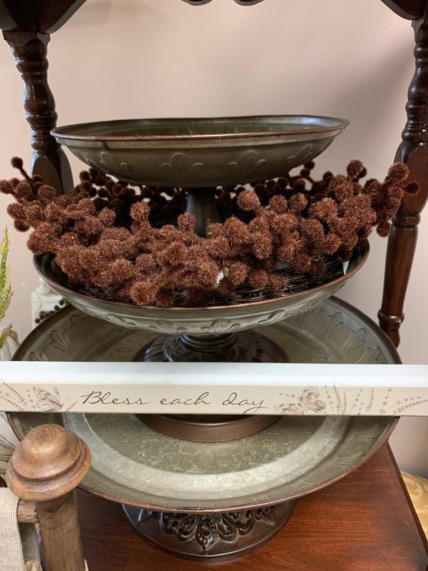 Brown Flocked Berry Candle Ring - 13 Inch