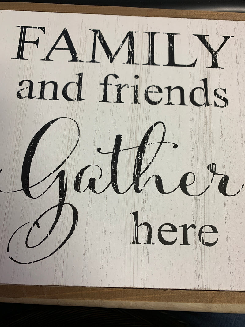 Cream & Wood Square Assorted Inspirational Wall Sign  - family and friends
